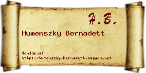 Humenszky Bernadett névjegykártya